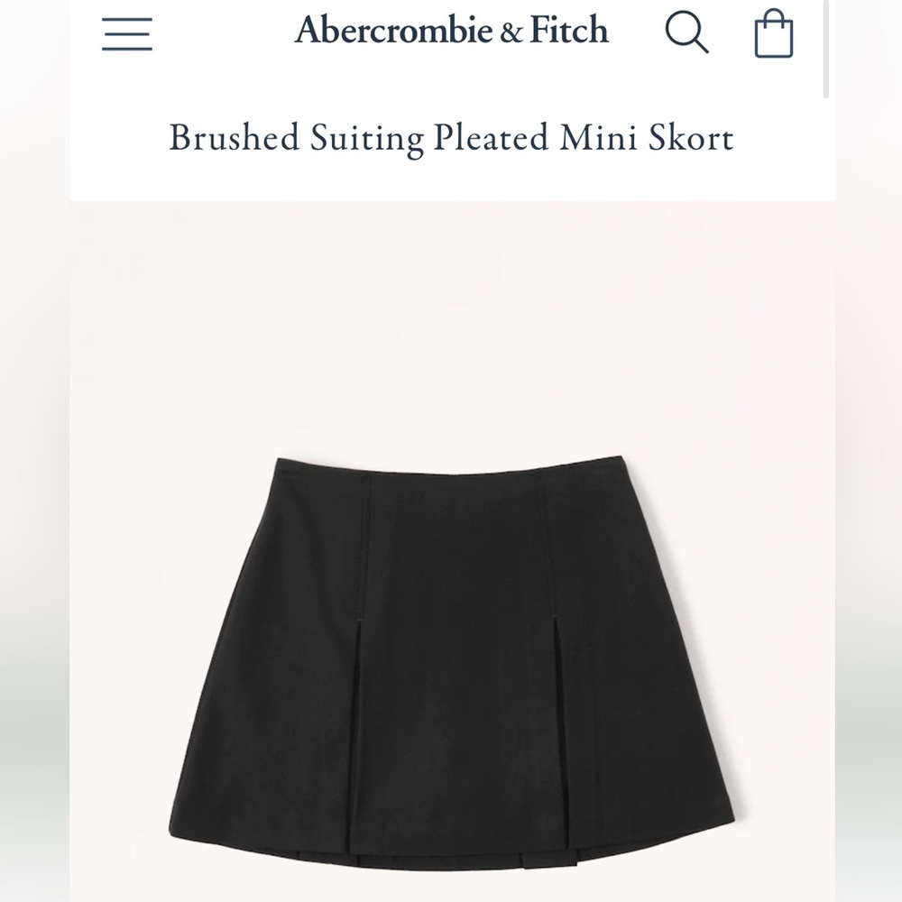 Abercrombie & Fitch Brushed Suiting Pleated Mini Skort